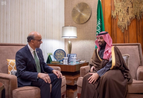 ولي العهد السعودي  يلتقي نائب رئيس الوزراء السنغافوري
