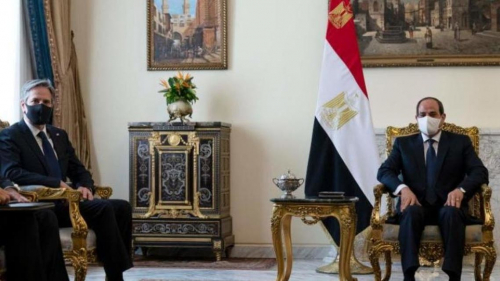 وزير الخارجية الأميركي: نعمل مع مصر لتحقيق السلام بين الفلسطينيين وإسرائيل
