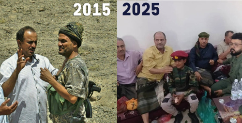 اللواء شلال شايع يزور رفيق دربه المناضل صلاح الشنفرة خلال زيارته الاعتيادية لمحافظة الضالع