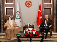 رئيس البرلمان التركي يستقبل رئيس البرلمان العربي ويتفقان على مسارات مشتركة لتعزيز العلاقات البرلمانية العربية التركية